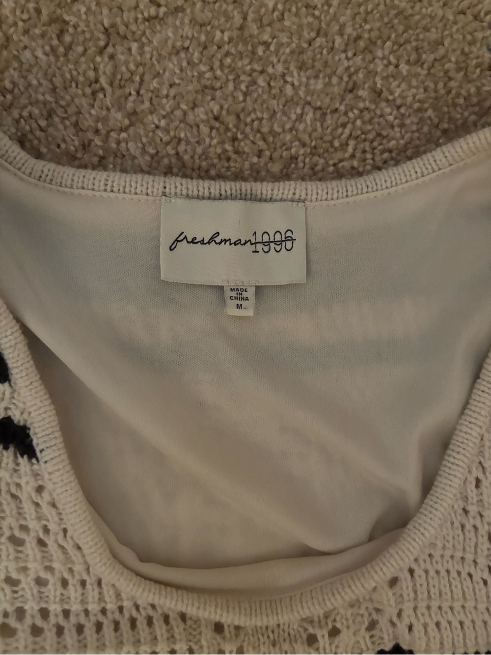 Freshman Cream and Black Crochet Tank Set - Picture 3 of 6